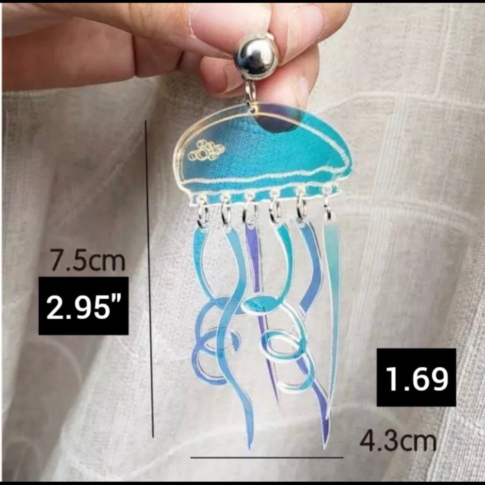 Funky Color Changing Jellyfish Earrings Statement - Picture 4 of 5